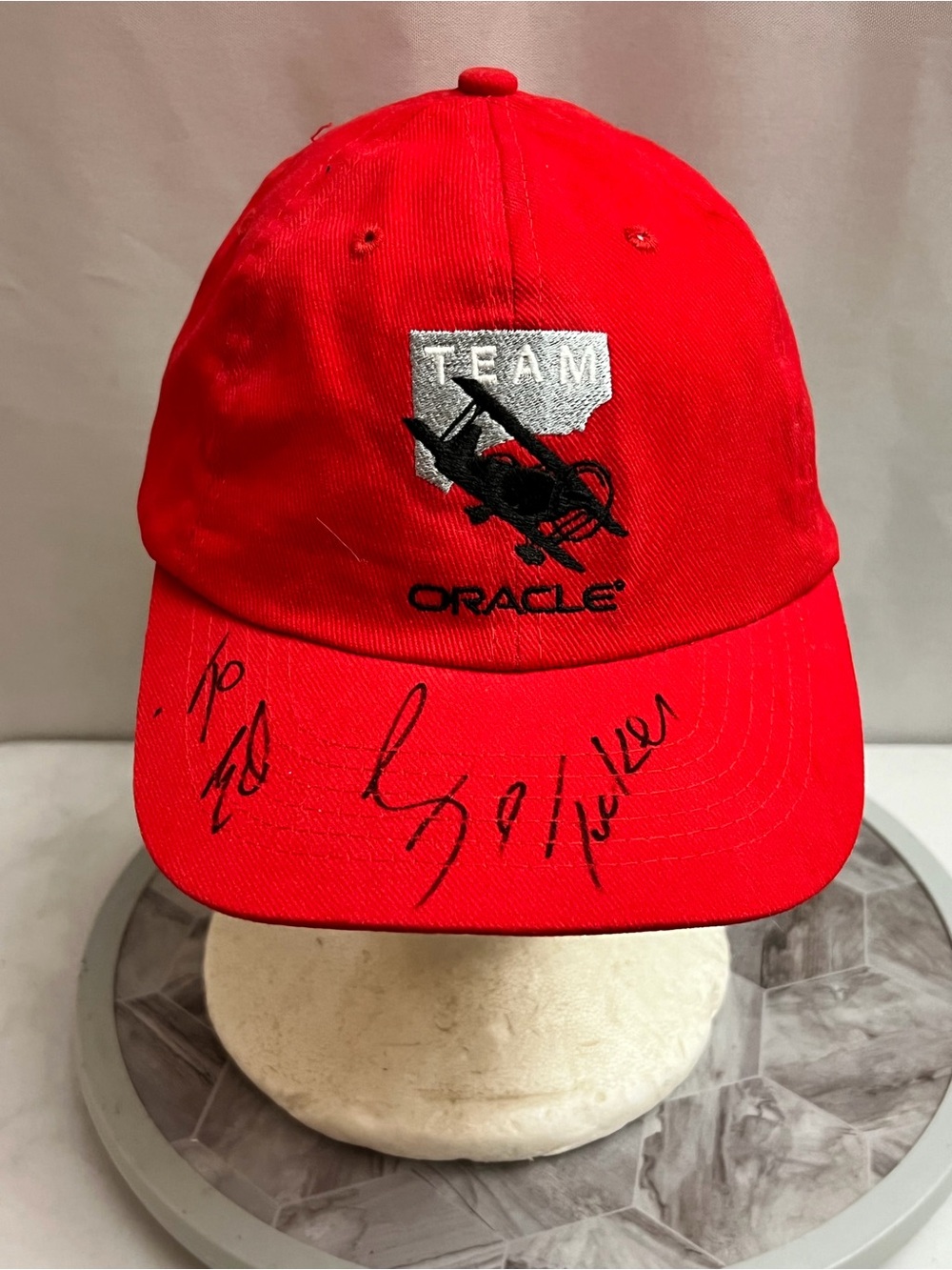 Sean D Tucker Signed Team Oracle Red Adjustable Hat Air Show Autographed To Ed